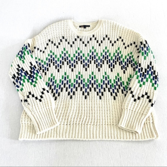 Maje Massimo Chevron Pattern Shaker Stitch Wool Blend Sweater - Picture 3 of 15